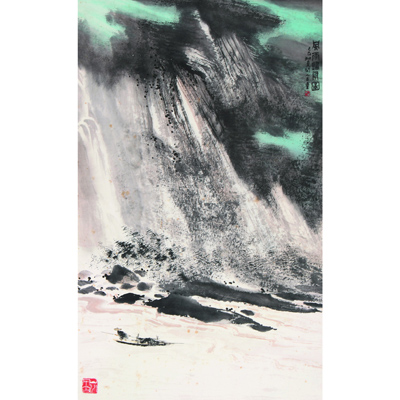 风雨归舟图