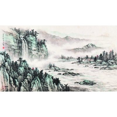 深山云瀑图