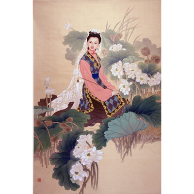 仕女荷花